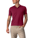Camiseta Castelli Polo 2 Bordeaux rojo, vista frontal puesta
