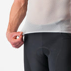 Base Layer Castelli Pro Issue SS blanco, detalle de tejido y dobladillo de cintura