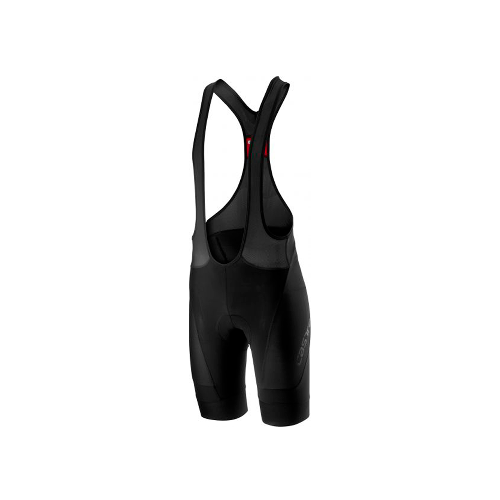 Bibshort Castelli Endurance 2 negro, vista frontal de tirantes y piernas