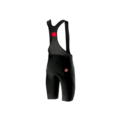 Bibshort Castelli Endurance 2 negro, vista posterior con tirantes de malla y logo