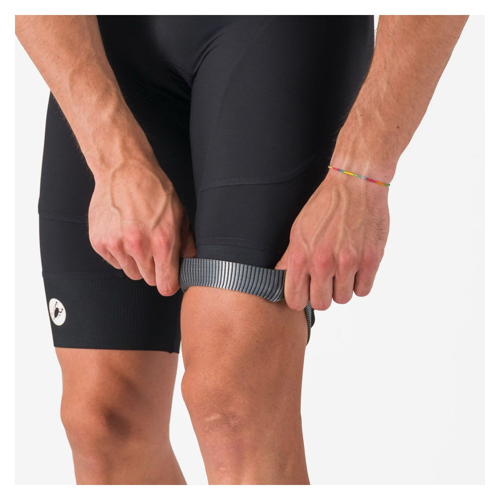 Bibshort Castelli Endurance 4 negro, detalle de la banda GIRO3 en la pierna