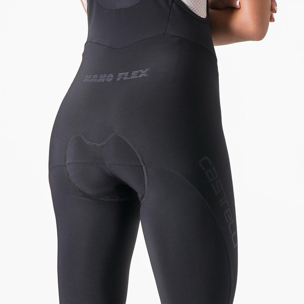 Culotte largo Castelli Tutto Nano W negro, detalle posterior de costuras y Nano Flex