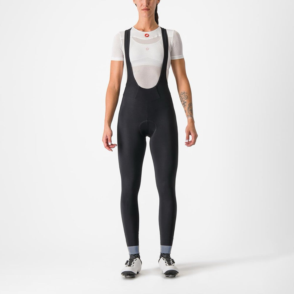 Culotte largo Castelli Tutto Nano W negro, vista frontal completa con modelo