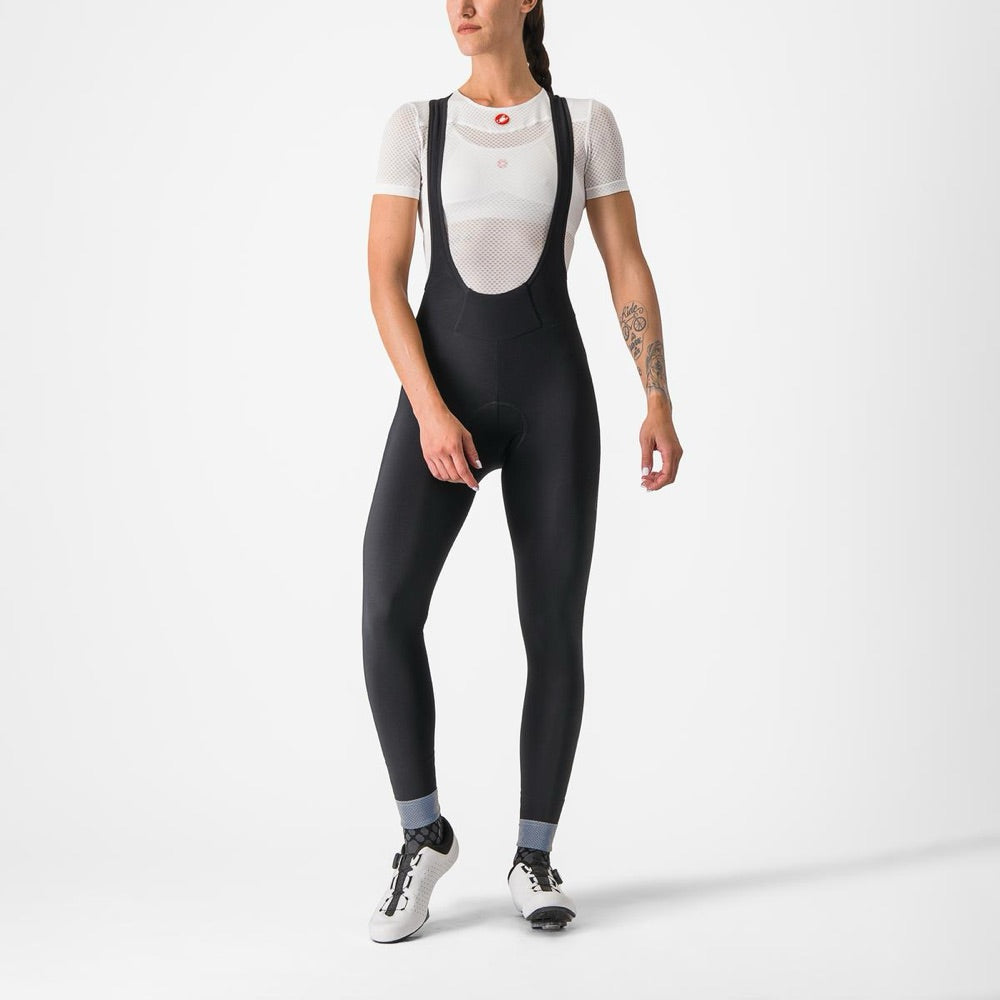 Culotte largo Castelli Tutto Nano W negro, vista de tres cuartos con modelo