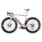 Bicicleta Factor ONE Blush con transmisión y ruedas Black Inc, vista lateral izquierda sobre fondo blanco