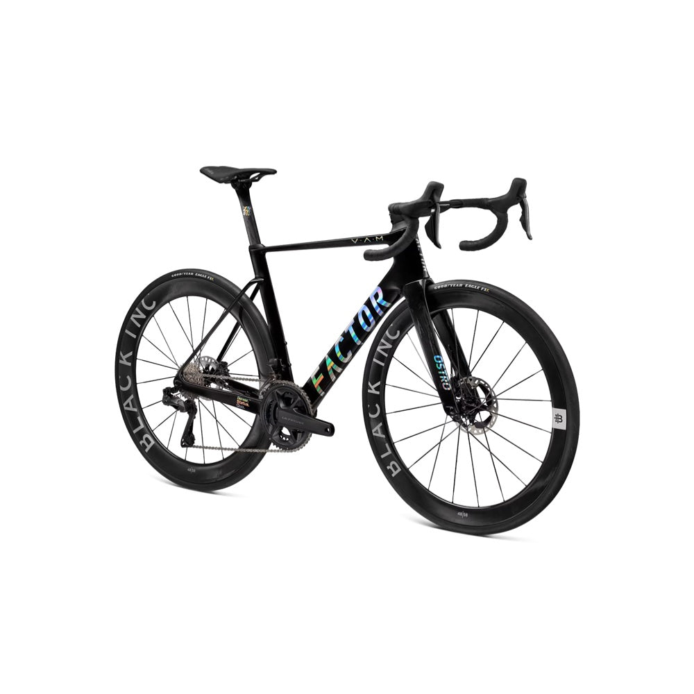 Bicicleta Factor Ostro VAM 2.0 Carbon Chrome en vista diagonal con la bicicleta completa