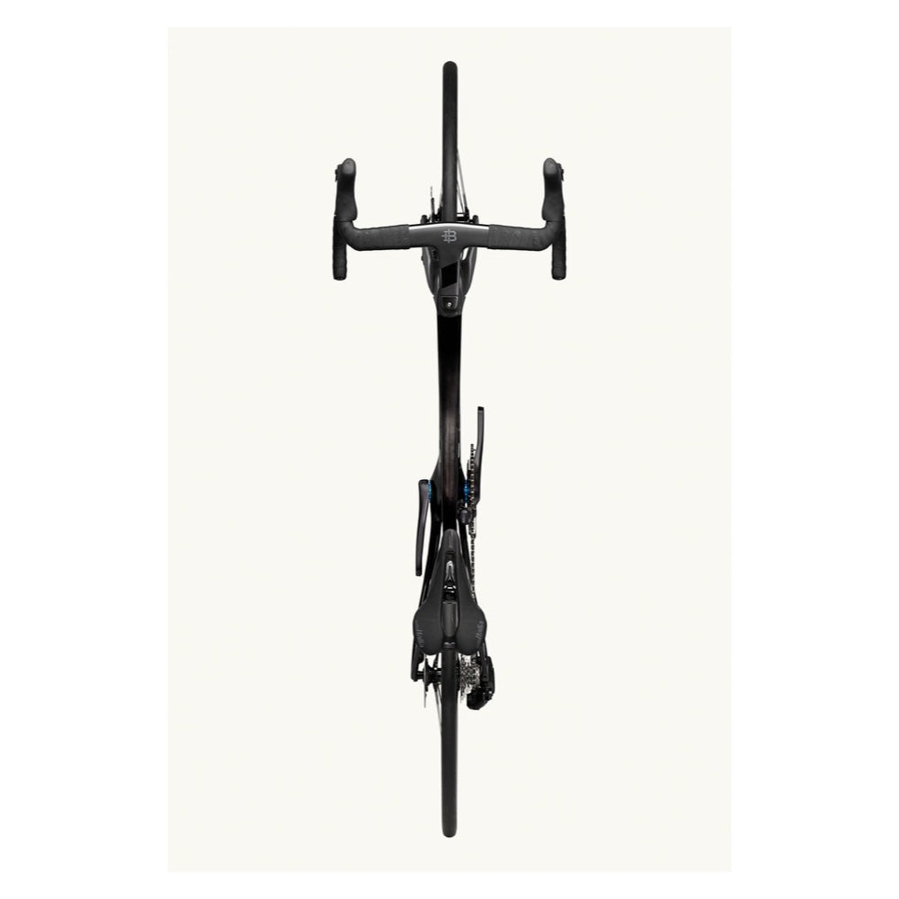 Bicicleta Factor Ostro VAM 2.0 Carbon Chrome en vista superior del manubrio y cuadro