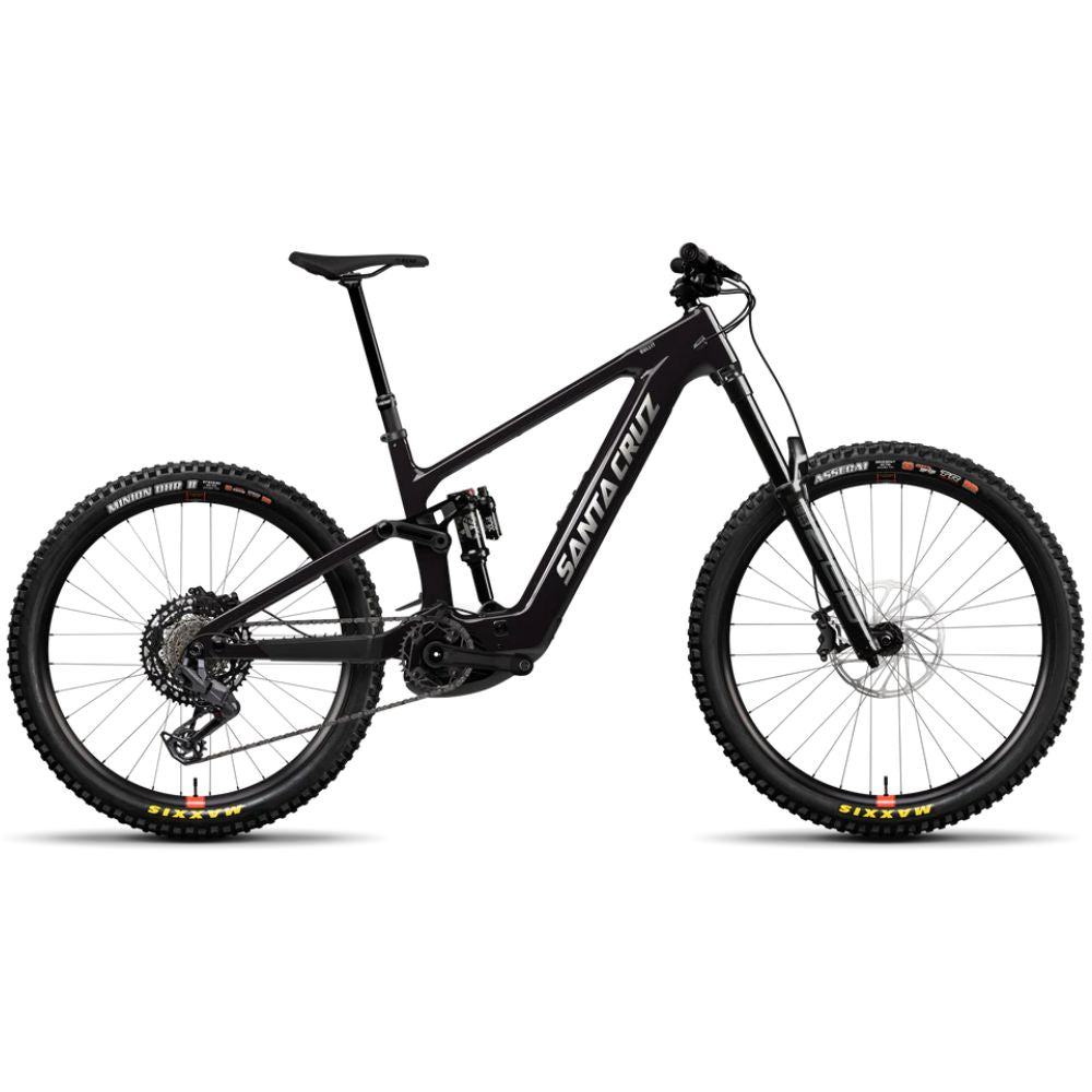 Bicicleta eléctrica Santa Cruz Bullit C MX Kit 70 negra vista de lado sobre fondo blanco.