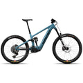 Bicicleta eléctrica Santa Cruz Bullit C MX Kit 90 turquesa vista de lado sobre fondo blanco.