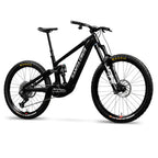 Bicicleta eléctrica Santa Cruz Bullit C MX Kit GX AXS negra en vista frontal de tres cuartos.
