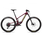 Bicicleta Santa Cruz Hightower granate en vista lateral completa sobre fondo blanco.