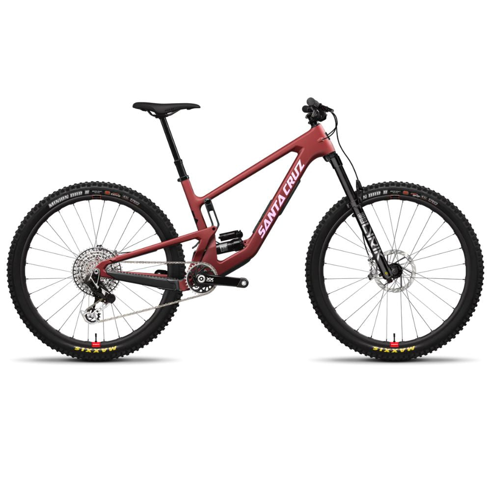 Bicicleta Santa Cruz Hightower V3 C Kit GX AXS roja vista lateral sobre fondo blanco.