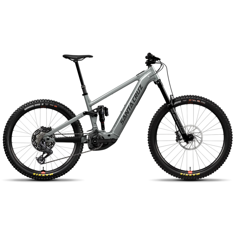 Bicicleta eléctrica Santa Cruz Vala AL MX Kit 70 gris vista de lado sobre fondo blanco.