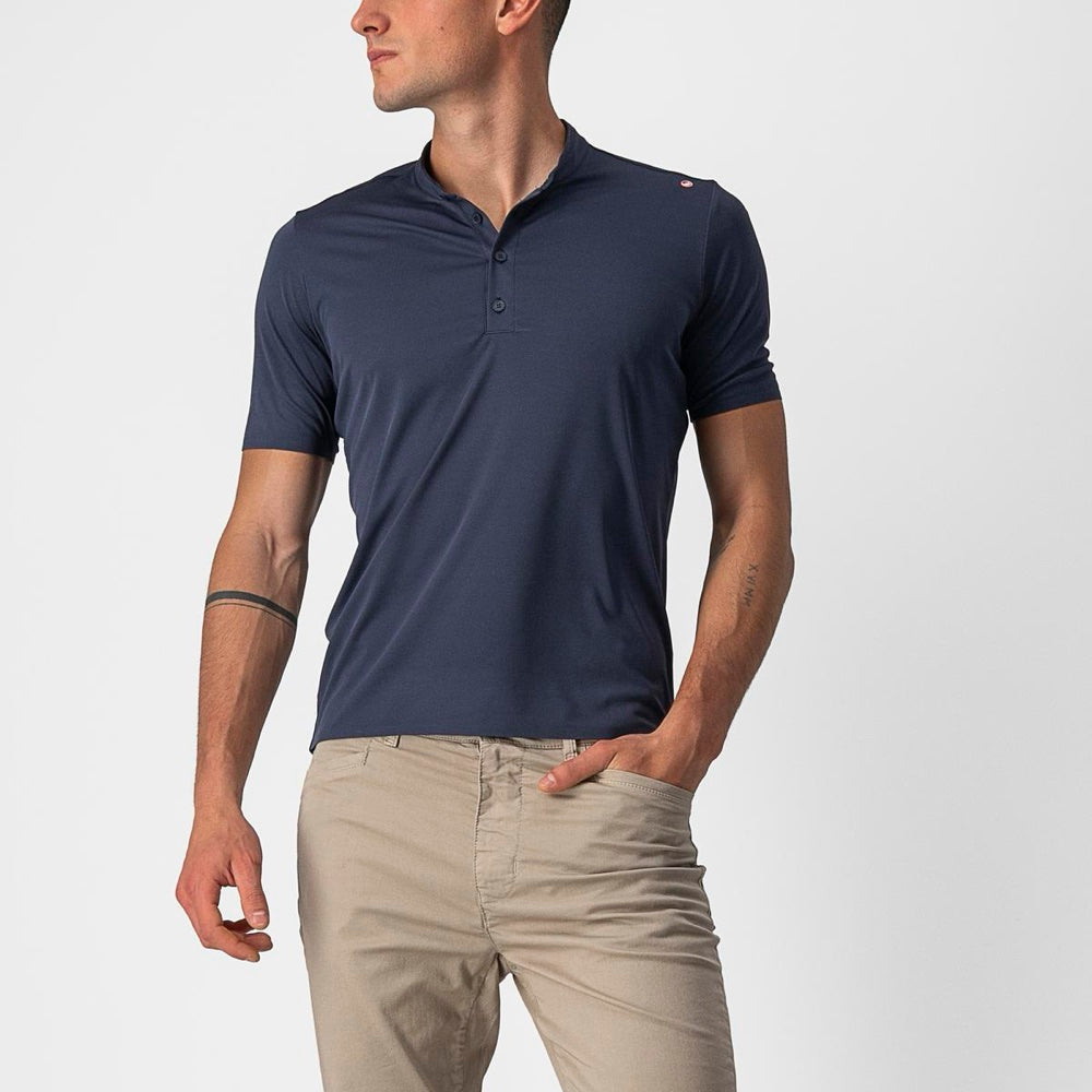 Camiseta Castelli Polo 2 Savile Blue, vista frontal puesta
