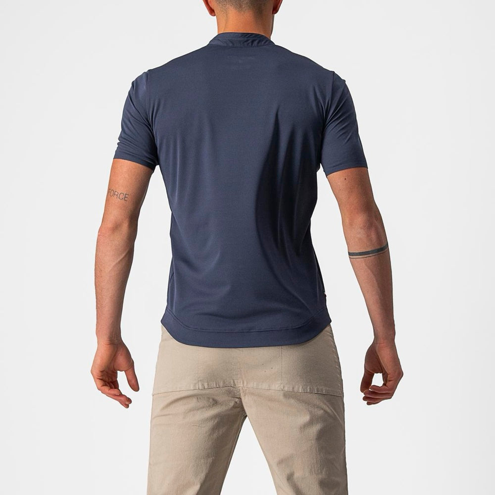 Camiseta Castelli Polo 2 Savile Blue, vista posterior puesta