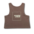Camiseta corta Santa Cruz Women's Blur Squared Crop café vista posterior con logo grande.