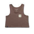 Camiseta corta Santa Cruz Women's Blur Squared Crop café vista frontal con logo en el pecho.