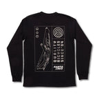 Camiseta de manga larga Santa Cruz Framed LS Tee negra vista posterior con gráfico de bicicleta.