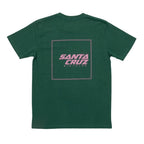 Camiseta Santa Cruz Blur Squared Tee verde British Racing vista posterior con logo rosa.