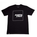 Camiseta Santa Cruz Squared Up Tee negra vista frontal con logo blanco en recuadro.