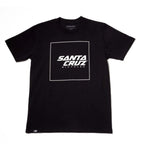 Camiseta Santa Cruz Squared Up Tee negra vista frontal con logo blanco en recuadro.