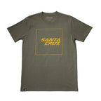 Camiseta Santa Cruz Squared Up Tee color oliva vista frontal con logo en recuadro.