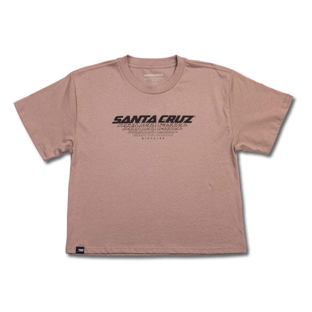 Camiseta Santa Cruz Women's Framed Tee rosa vista frontal con estampado de la marca.