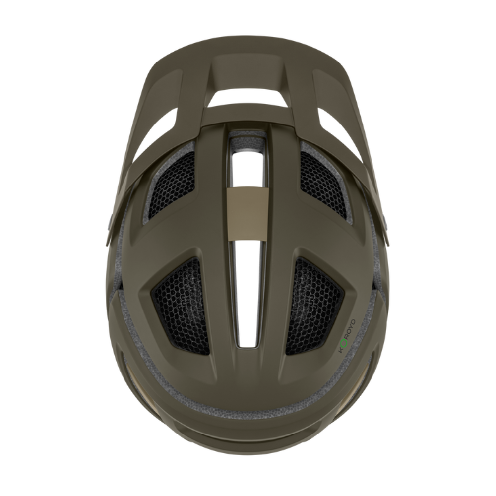 Casco Smith Forefront 3 Matte Forest con ventilación Koroyd, vista superior sobre fondo blanco