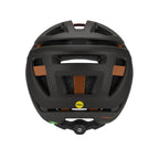 Casco Smith Forefront 3 Matte Gravy con Mips, detalles naranjas y sistema BOA, vista posterior sobre fondo blanco