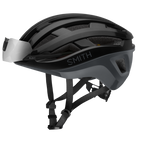 Casco Smith Persist Mips Black Cement con gafas almacenadas en los canales frontales, vista lateral