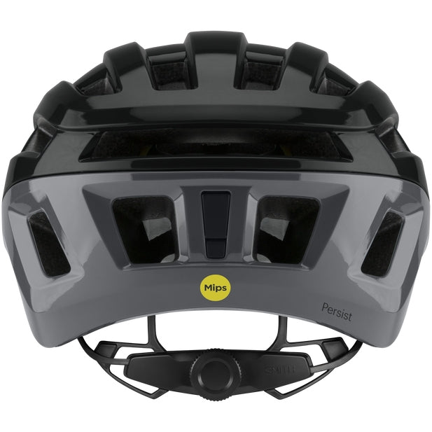 Casco Smith Persist Mips Black Cement con dial VaporFit, vista posterior sobre fondo blanco