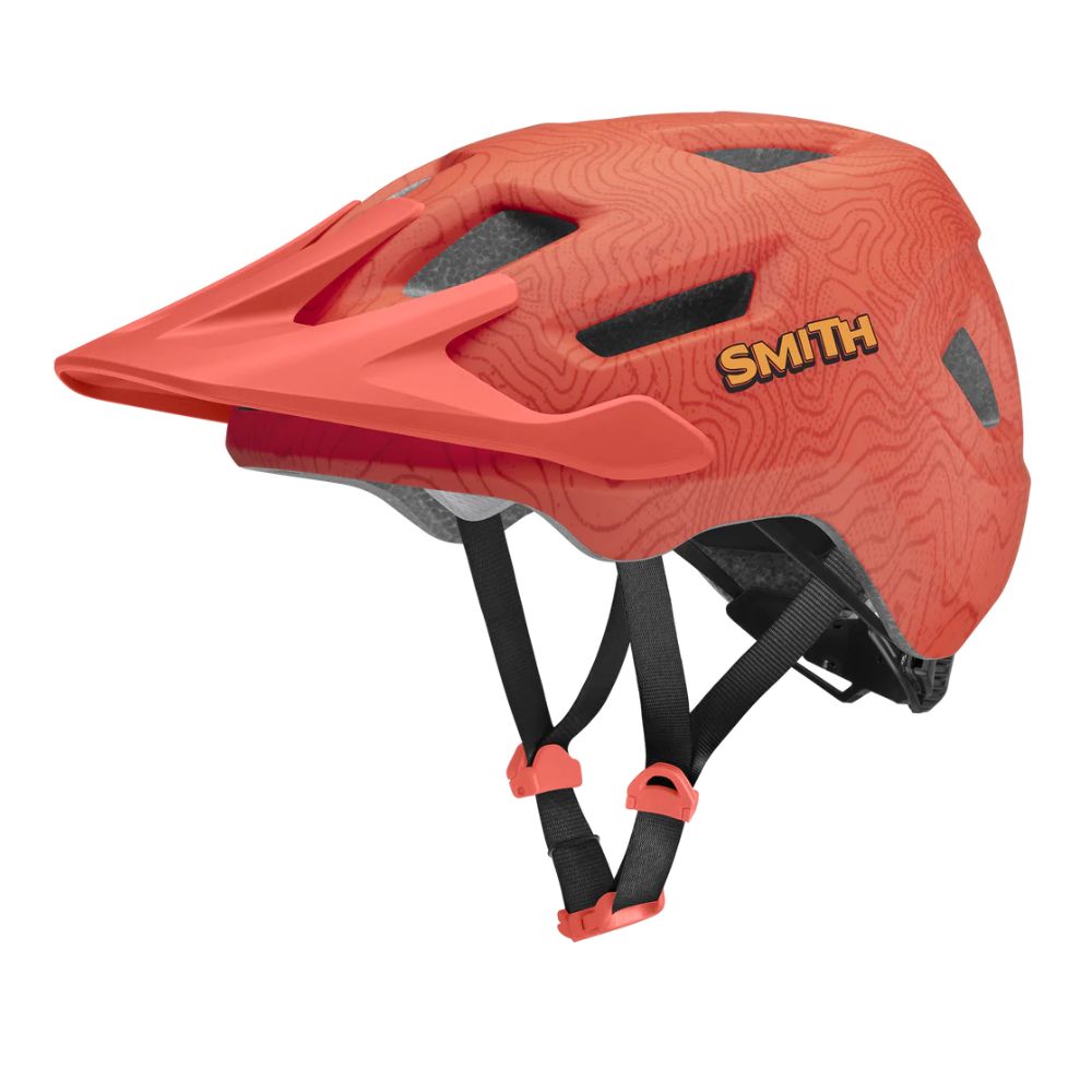 Casco infantil Smith Sidekick Jr Matte Blaze con visera integrada y Mips, vista lateral izquierda sobre fondo blanco