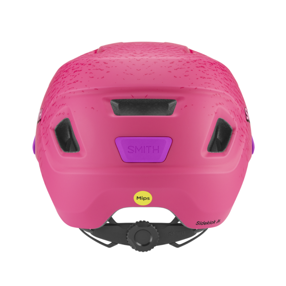 Casco infantil Smith Sidekick Jr Matte Lollipop Fade con Mips y dial de ajuste, vista posterior sobre fondo blanco