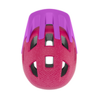 Casco infantil Smith Sidekick Jr Matte Lollipop Fade rosa con visera morada y ventilaciones, vista superior sobre fondo blanco