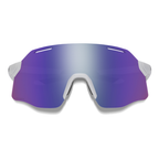 Gafas Smith Vert Running blancas con lente violeta espejo ChromaPop, vista frontal directa sobre fondo blanco