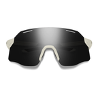 Gafas Smith Vert Running Matte Bone con lente negra espejo ChromaPop, vista frontal directa sobre fondo blanco