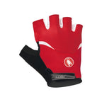 Guante Castelli Arenberg Gel rojo y blanco, dorso de dedos cortos con cierre negro ajustable.