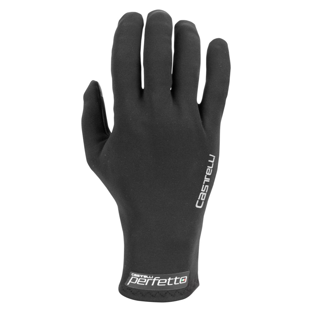 Guante Castelli Perfetto RoS W negro, vista del dorso con logo Castelli