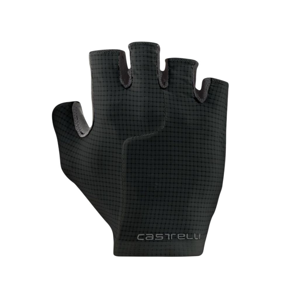 Guante de ciclismo Castelli Premio Evo negro, vista dorsal con logo sobre fondo blanco