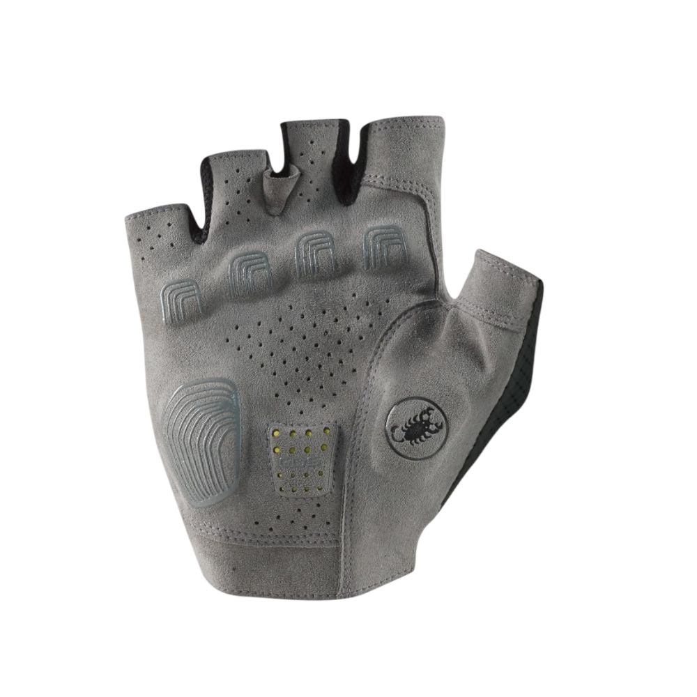 Guante de ciclismo Castelli Premio Evo negro, vista palmar con acolchado Castelli Damping System