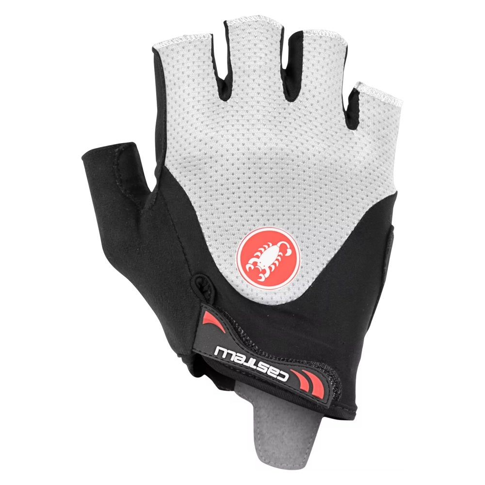 Guante Castelli Arenberg Gel 2 negro y marfil, vista del dorso con cierre ajustable