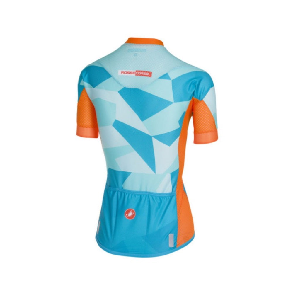 Jersey Castelli Climbers W Sky Blue con naranja, vista posterior