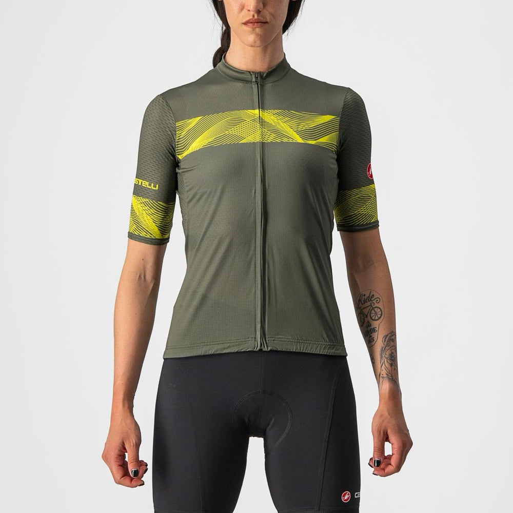 Jersey Castelli Fenice W Military Green y Dark Gray, vista frontal