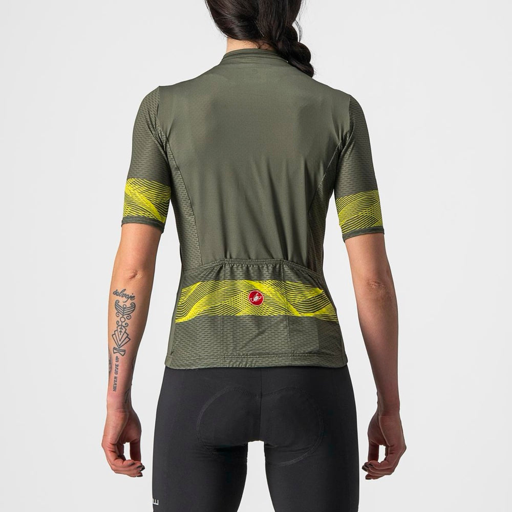 Jersey Castelli Fenice W Military Green y Dark Gray, vista posterior