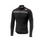 Jersey Castelli Puro 3 FZ negro de manga larga, vista frontal con banda reflectante
