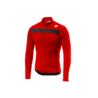 Jersey Castelli Puro 3 FZ rojo de manga larga, vista frontal con banda reflectante negra