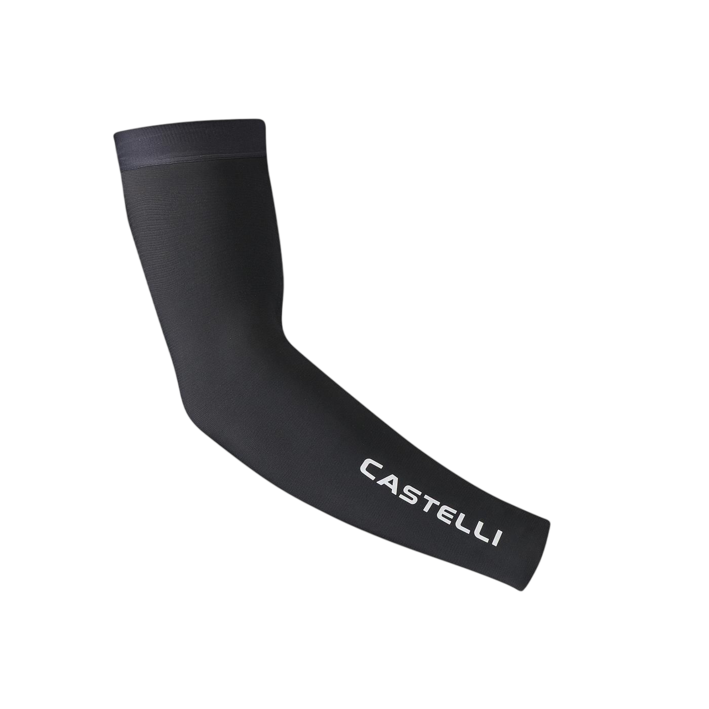 Manga de ciclismo Castelli UPF 50+ Light Arm 3 negra con logo blanco, vista extendida