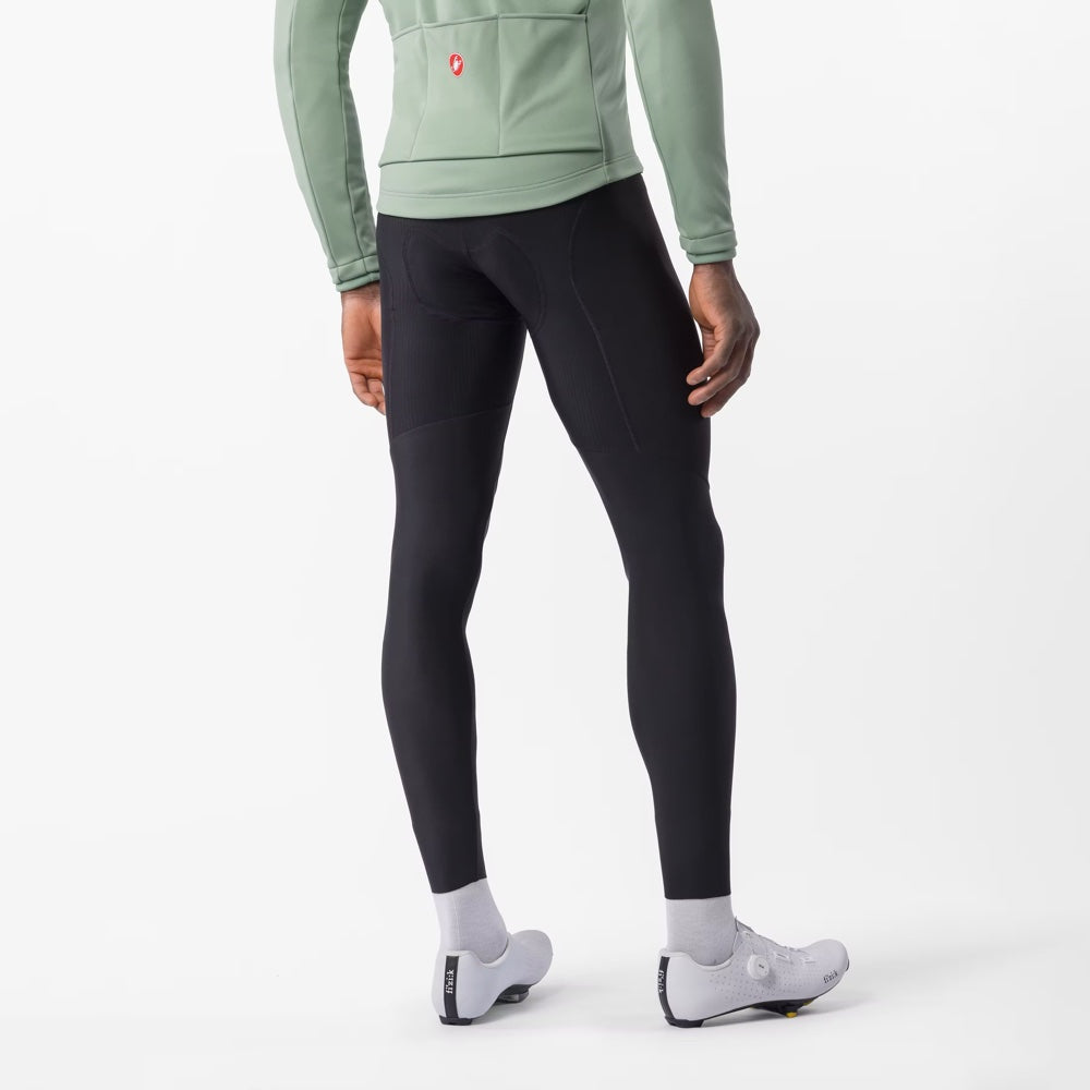 Pantalón Castelli Competizione Bibtight negro, vista posterior con las piernas completas.