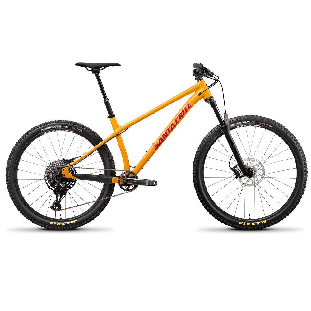 Bicicleta Santa Cruz Chameleon Kit D amarilla en vista lateral completa
