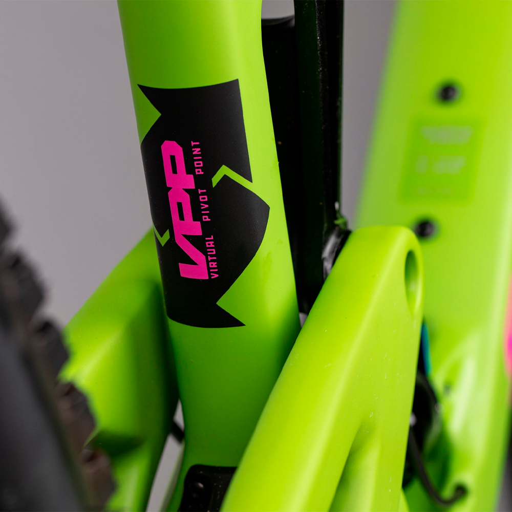 Detalle del sistema de suspensión VPP en cuadro verde Santa Cruz Nomad C V5